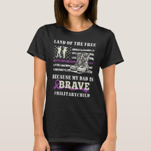 Camiseta Purple Up Military Kids Land Of The Free My Dad is