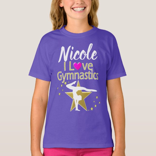 CAMISETA PURPLE Y ORO ME ENCANTA EL DISEÑO DE GIMNASTICAS (Anverso)