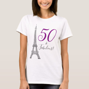 Camiseta Púrpura 50 y fabulosa Torre Eiffel de París