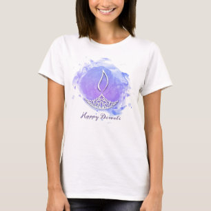 Camiseta Púrpura acuarela Diwali Deepa