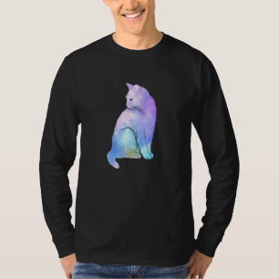 Camiseta Púrpura acuarela Fun Cat Art Fur Meow Animal