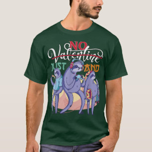 Camiseta Púrpura anti Día de San Valentín Solo pizza y v