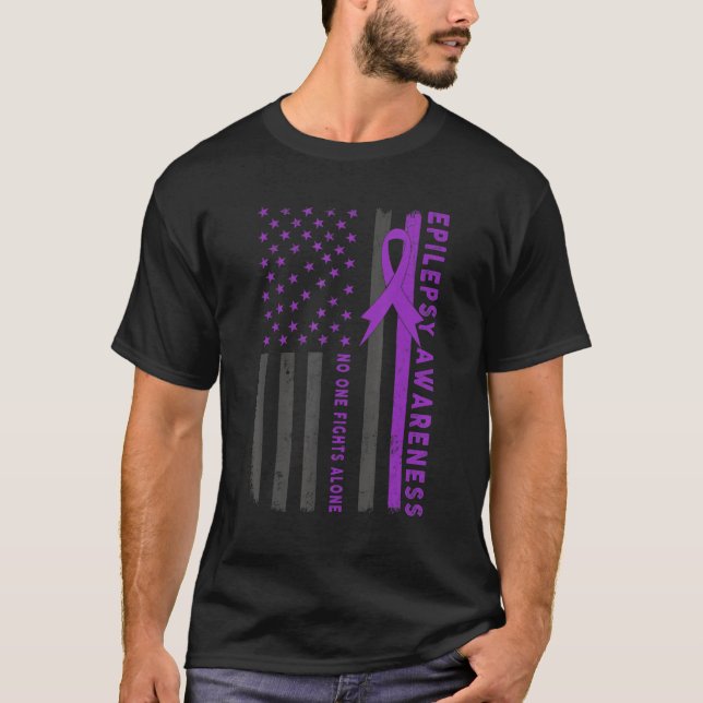 Camiseta Púrpura Cinta de Estados Unidos Bandera Epilepsia  (Anverso)