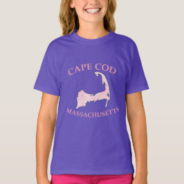 Camiseta Púrpura de Chica de Cape Cod con rayas rosadas y a