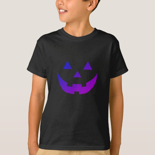 Camiseta Púrpura de Halloween Jack o niños de calabaza de l (Anverso)