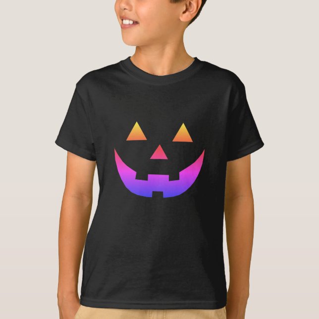 Camiseta Púrpura de Halloween Jack o niños de calabaza de l (Anverso)