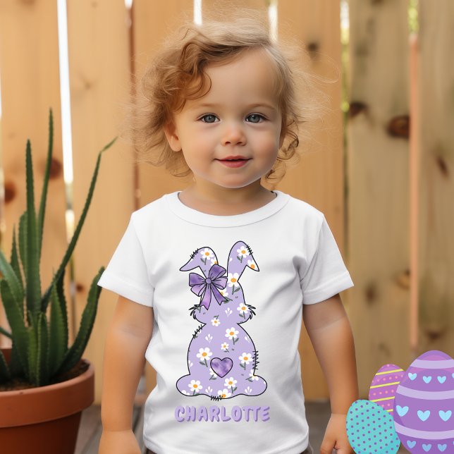 Camiseta púrpura de impresión con flores de conejo (Subido por el creador)