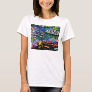 Camiseta púrpura de los lirios de agua de Monet