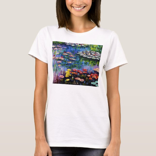 Camiseta púrpura de los lirios de agua de Monet (Anverso)