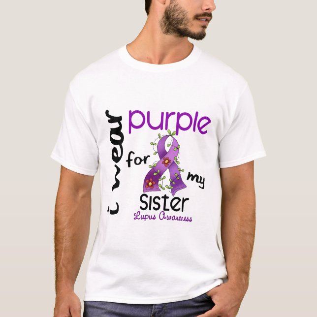 Camiseta PÚRPURA del DESGASTE del lupus I PARA MI HERMANA (Anverso)