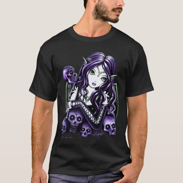 Camiseta púrpura del Faery del cráneo de Halloween (Anverso)