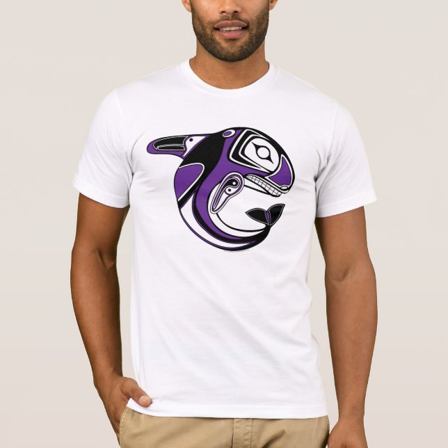 Camiseta púrpura del tótem de la ballena de los (Anverso)