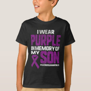 Camiseta Púrpura En Memoria De Mi Hijo Cinta De Concienciac