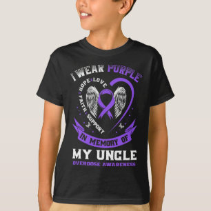 Camiseta Púrpura En Memoria De Mi Tío Drogado Sobredosis Aw
