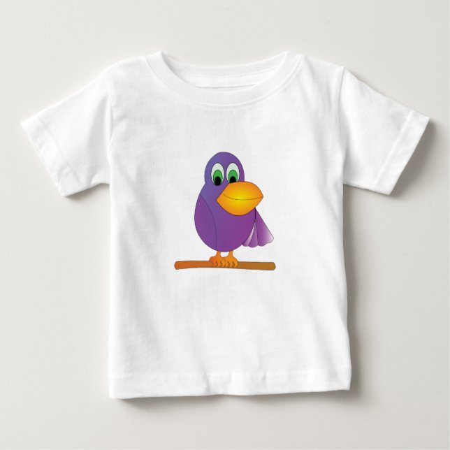 Camiseta púrpura feliz del bebé del loro (Anverso)