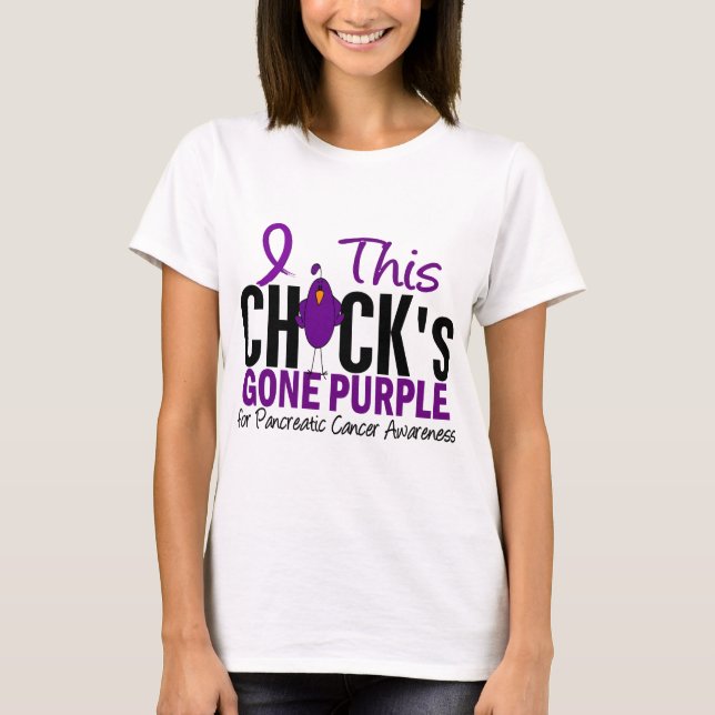 Camiseta Púrpura ida polluelo del cáncer pancreático (Anverso)