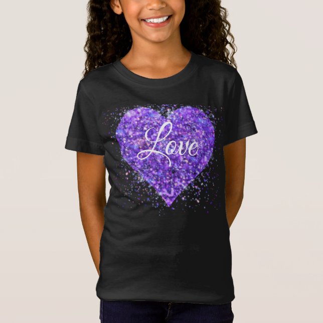 Camiseta Púrpura lentejuelas, amor al graffiti valentina (Anverso)