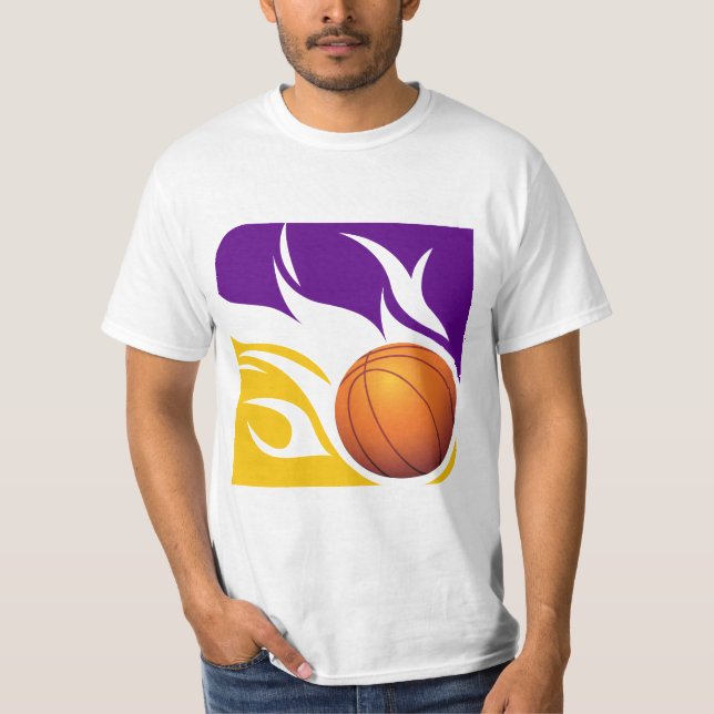 Camiseta Púrpura llameante y oro del baloncesto (Anverso)