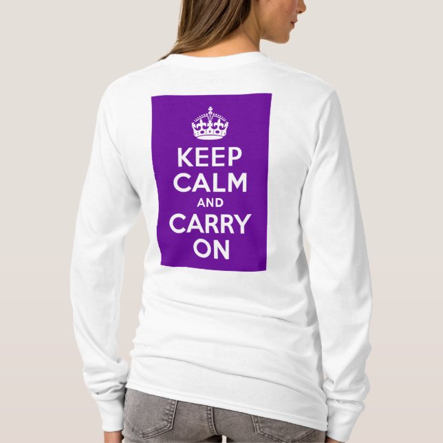 Camiseta Púrpura mantener la calma y continuar (Reverso)
