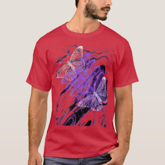 Camiseta Púrpura Mariposa Patrón De Giro