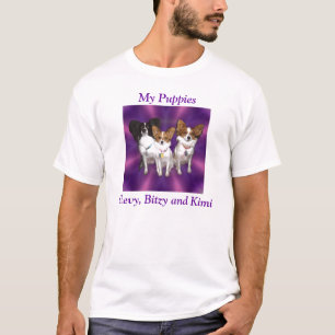 Camiseta púrpura, mis perritos, Chevy, Bitzy y Kimi