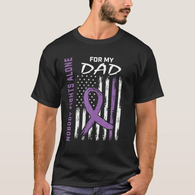 Camiseta Púrpura papá Alzheimers Bandera de Conciencia Deme (Anverso)