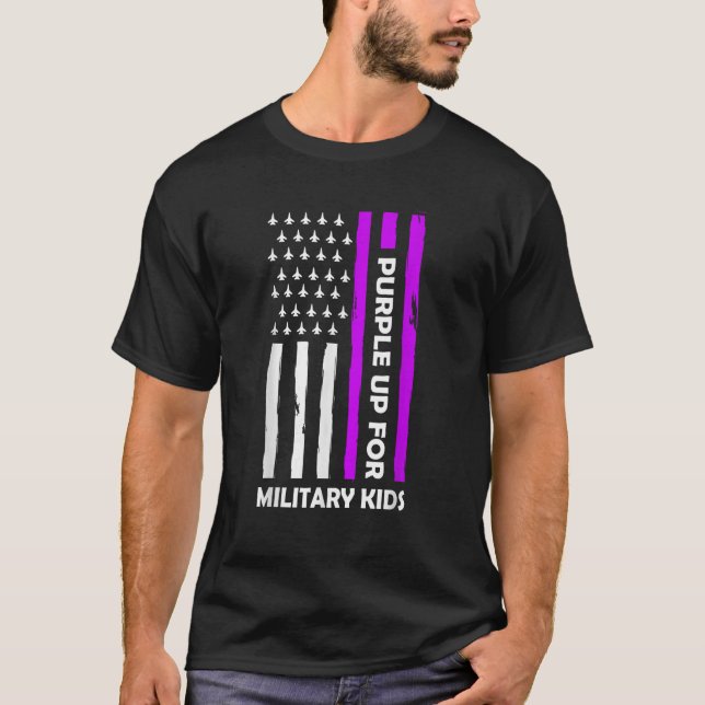 Camiseta Púrpura Para Los Niños Militares Del Niño Militar (Anverso)