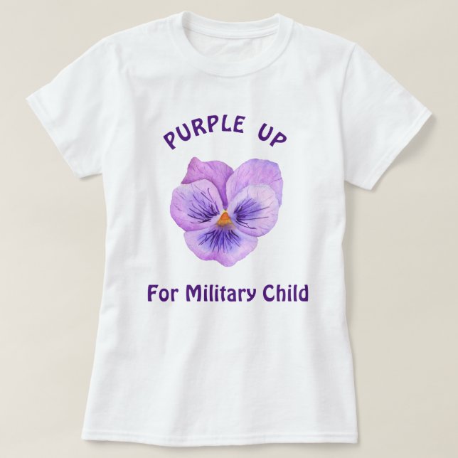 Camiseta Púrpura Para Niños Militares (Diseño del anverso)