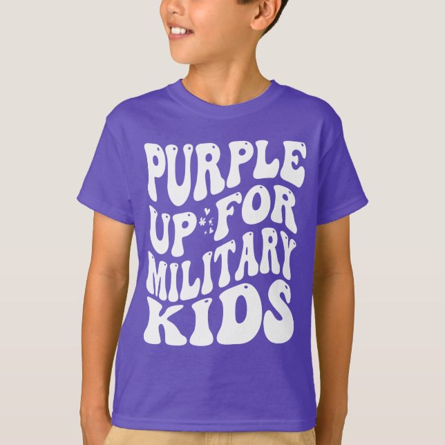 Camiseta púrpura para niños militares (Anverso)