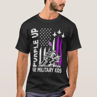 Camiseta Púrpura Para Niños Militares Bandera Niño Militar 