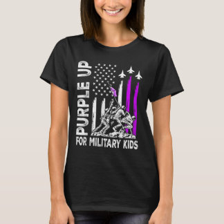 Camiseta Púrpura Para Niños Militares Bandera Niño Militar 
