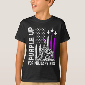 Camiseta Púrpura Para Niños Militares Bandera Niño Militar 