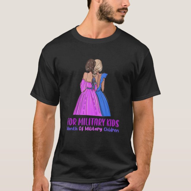 Camiseta Púrpura Para Niños Militares Doble Chica Bra Milit (Anverso)