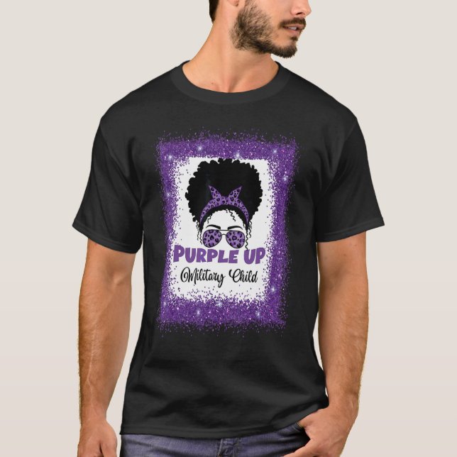 Camiseta Púrpura Para Niños Militares Mes De Niños Militare (Anverso)