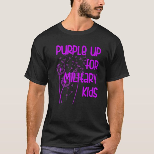 Camiseta Púrpura Para Niños Militares - Mes Del Militar (Anverso)