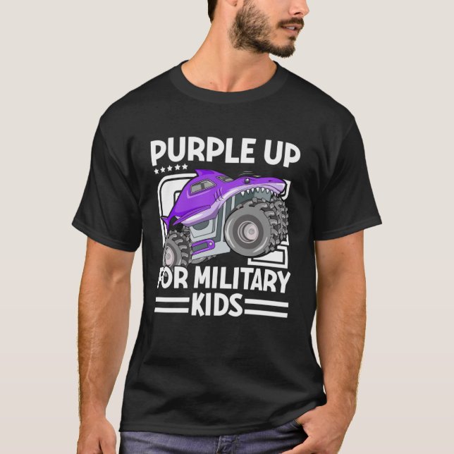 Camiseta Púrpura Para Niños Militares Monstruo Infantil Cam (Anverso)