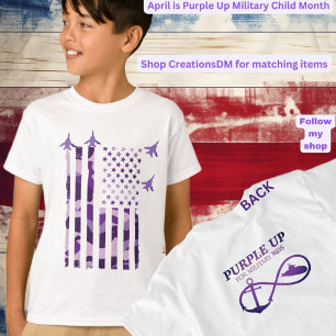 Camiseta Púrpura por bandera de niños militares, submarino