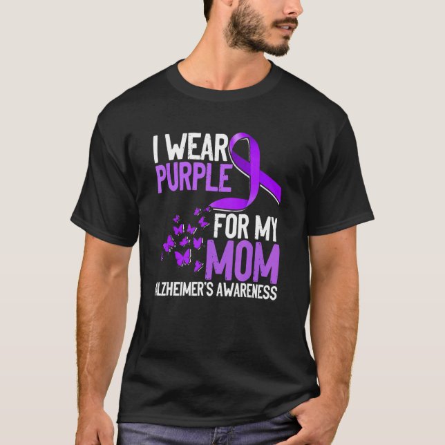 Camiseta Púrpura por la conciencia de mi mamá Alzheimer (Anverso)