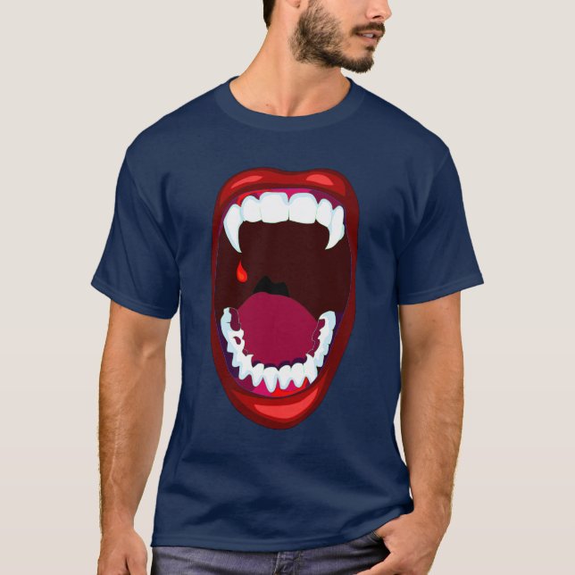 Camiseta Púrpura roja de los colmillos del demonio de la (Anverso)