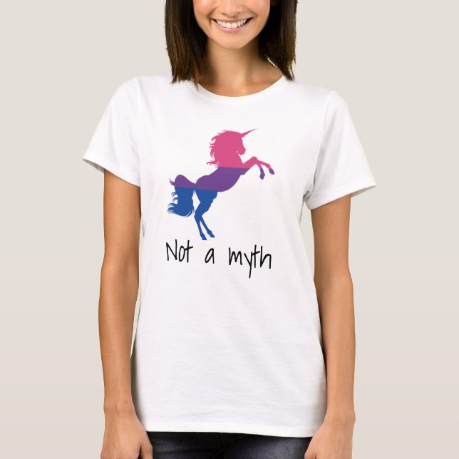 Camiseta Púrpura rosa bisexual LGBT Unicornio no es un mito (Anverso)