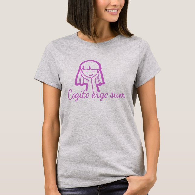 Camiseta púrpura rosa chica de pensamiento de Cogi (Anverso)