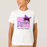 Camiseta púrpura rosada de la hada del gatito
