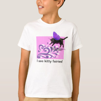 Camiseta púrpura rosada de la hada del gatito