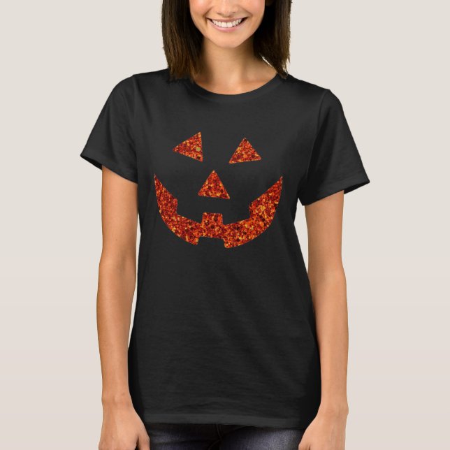 Camiseta "Purpurina anaranjado Jack O' calabaza de la (Anverso)