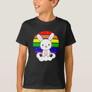 Camiseta Purpurina arcoiris conejo Kawaii colorido