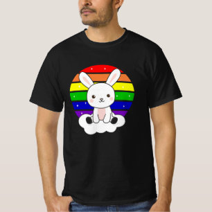 Camiseta Purpurina arcoiris conejo Kawaii colorido