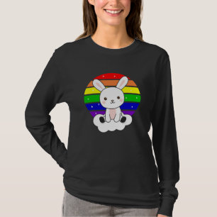 Camiseta Purpurina arcoiris conejo Kawaii colorido