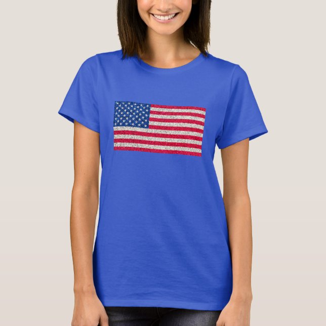 Camiseta Purpurina azul blanco rojo bandera estadounidense  (Anverso)
