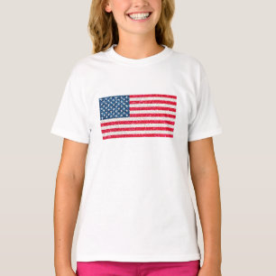 Camiseta Purpurina azul blanco rojo bandera estadounidense 