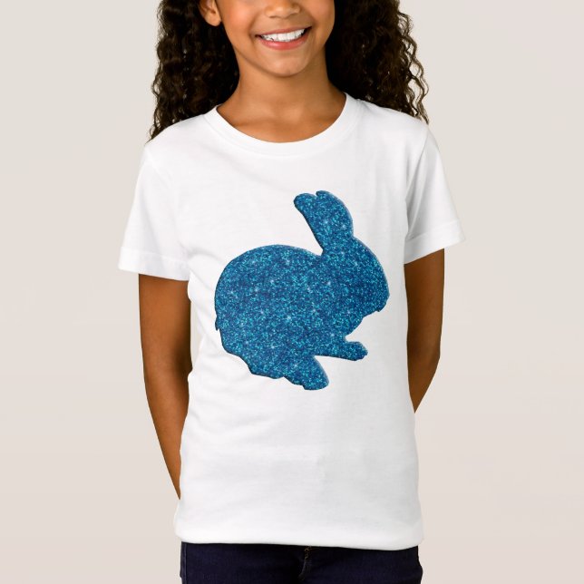 Camiseta Purpurina azul Silhouette Easter Bunny Shirt (Anverso)